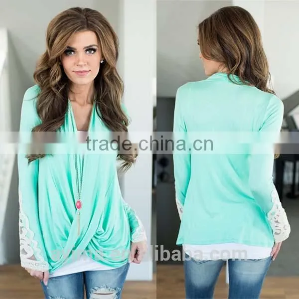 2016 Images of Ladies Casual Tops Twist Mint Color Top New Design Ladies Tops Images