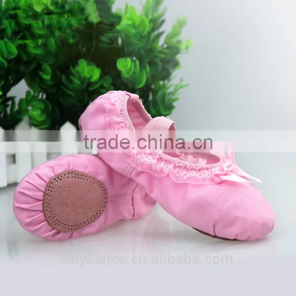 New Fashion Girls Canvas Soft Sole Lace Shoes Children Kids Ballet Dance Shoes photo-3