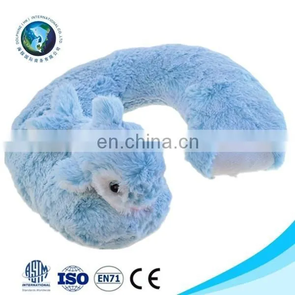 Popular Custom Cute u Shape Travel Neck Pillow Soft Plush Dolphin u Cushion