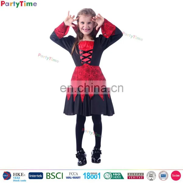 Party Time Brand Kids Halloween Cosplay Dress Spider Web Design Vampire Girl Costumes