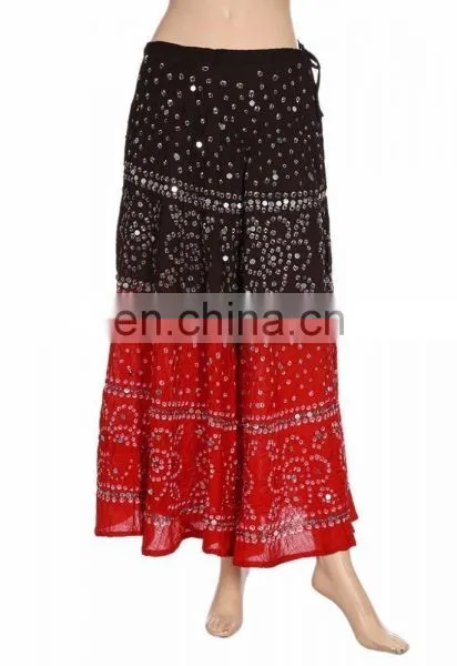 Bandhej Long Skirt Bandhani Sequins Work Bohemian Belly Dance Gypsy Hip Long Skirt Boho Skirt Hippie Gypsy Wrap Skirts Wholesale photo-6