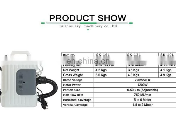 2020 Hot Sell Virus Control Disinfection Electric ULV Cold Fogger Sprayer Machine photo-3