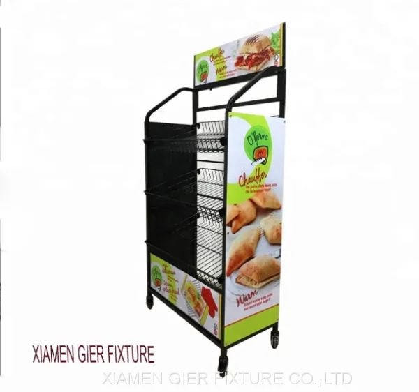 Metal Mesh Basket Shelf Bakery Removable Tiered Bread Wire Display Rack photo-3