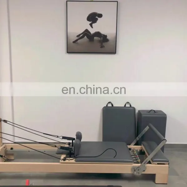 Topranking Reformer Bed For Yoga Museum And Home Exercise Machine White Wood Elina Balanced Fixing Core Of Body Pilates Reformer photo-5