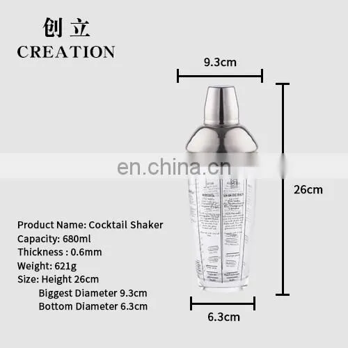 Factory Direct Wholesale 400ml Glass Shakes Tool Metal Stainless Steel Cocktail Shaker photo-5