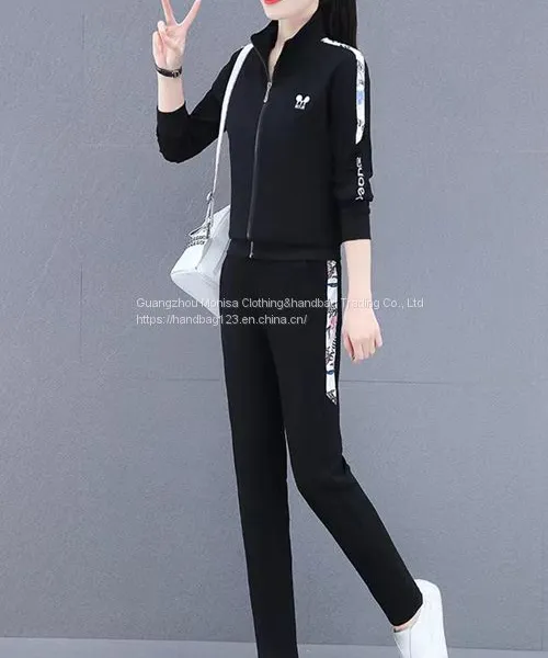 Sports Suit Women's Spring And Autumn Women's Casual Suit Stand-Up Collar Sweater Women's Running Two-Piece Set photo-2