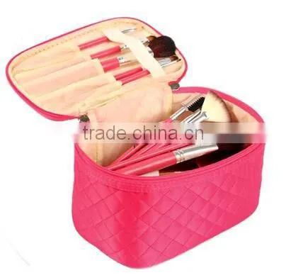 Quilted Fabric Soft Travel Cosmetic Bag Case,women Travel Organizer Makeup Bag,beauty Makeup Vanity Case photo-4