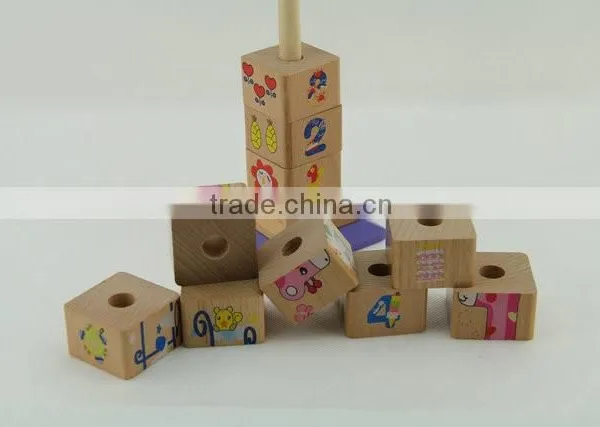 Wooden Educational Digital Building Block Tower Toys for Babies photo-2