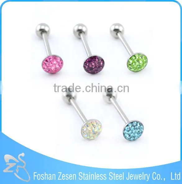 Hot Selling Body Jewelry Crystal Tongue Ring Unique Piercing Jewelry
