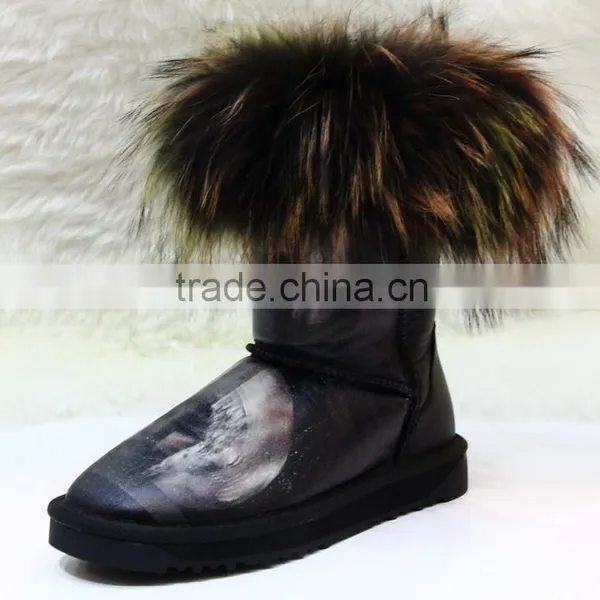 2016 HFUGG Sey Funky Women Fur Boots Winter Snow Boots With Fur Trim photo-2