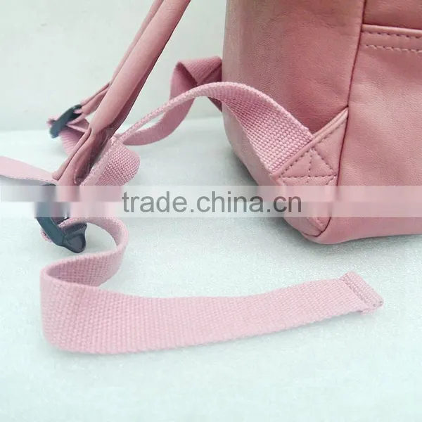 The Lovely Pink PU Leather Casual Backpack, Women Outdoor Sports Day Backpack photo-4