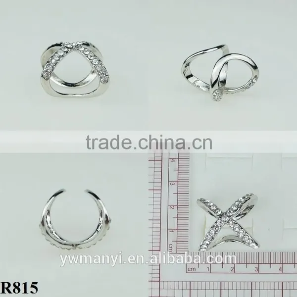 2016Fashion Product Alloy Ring Cross Rhinestone Silver Plating R815 photo-2