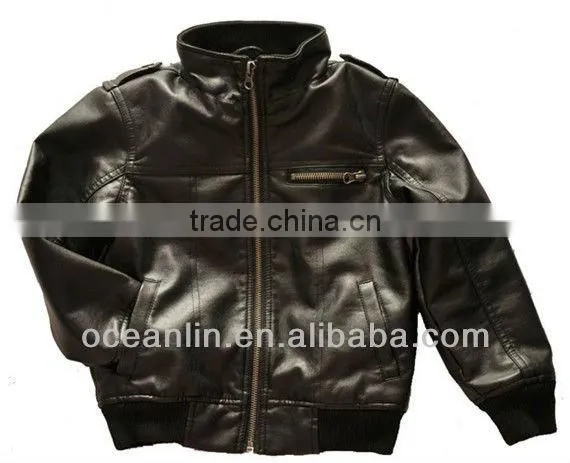 Boy Leather Jacket Garment Dyed