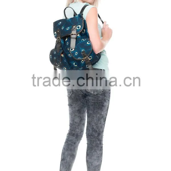 2016 3d Printed Peacock Feather Vintage Canvas Rucksacks Cute School Satchel Rucksack Backpack Campus Bag photo-6