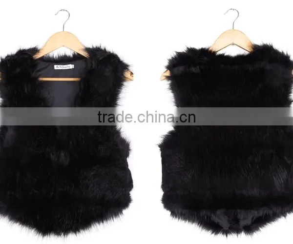 Fashion Lady Balck Sleeveless Fur Vest in Guangzhou 2016 photo-6