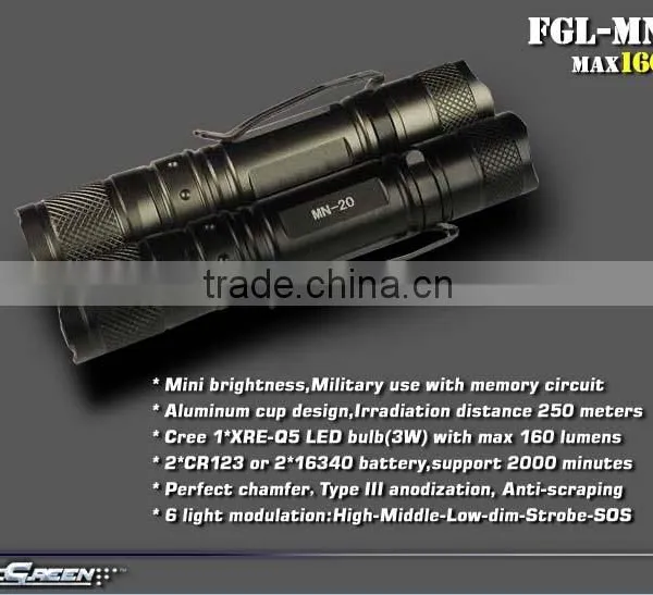 CR123 Battery Q5 EDC Military Pocket Torch photo-2