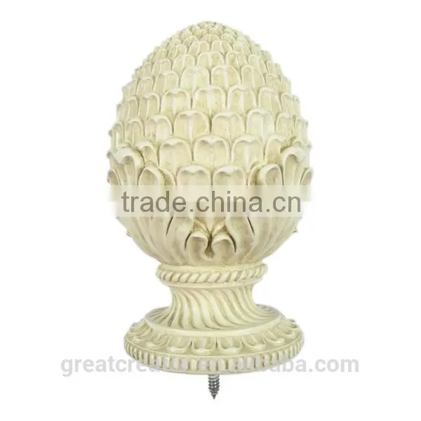 Decorative Antique White Pineapple Curtain Rod Finials For Large Wooden Poles photo-4