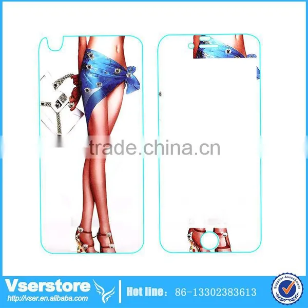 Front and Back Bling Diamond Graphic Design Screen Protector For Iphone 6 4.7 Inch Tempered Glass Protector