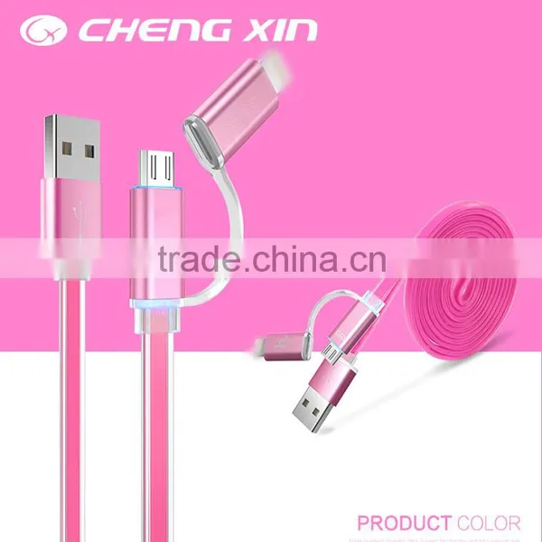 [CX]Hot Selling 2 in 1 Led Lighting Usb Data Cable for Mobile Phone With Led Light Micro Usb Charging Cable 2016 New Style Supplier's Choice photo-3