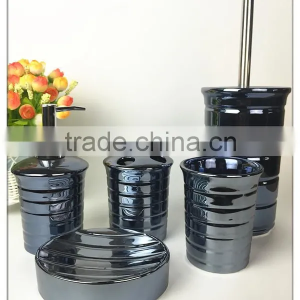Polyresin Jewelry Blue Glaze Ceramic Bathroom Set