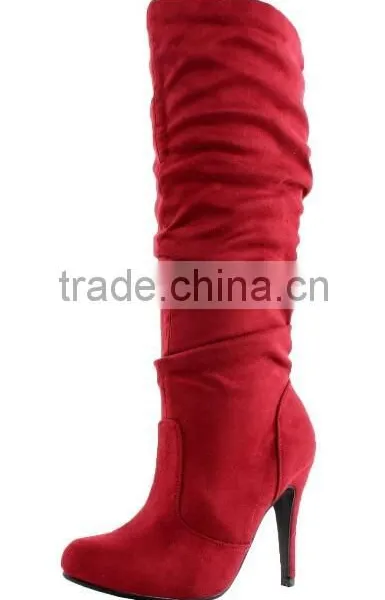 Baghdad Knee High Slouch Boots,women High Heel Boot,Red Boots photo-2