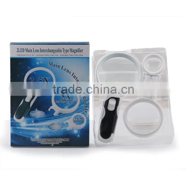 BIJIA Handheld LED Magnifier Set With 3 Detachable Glass Lenses photo-6