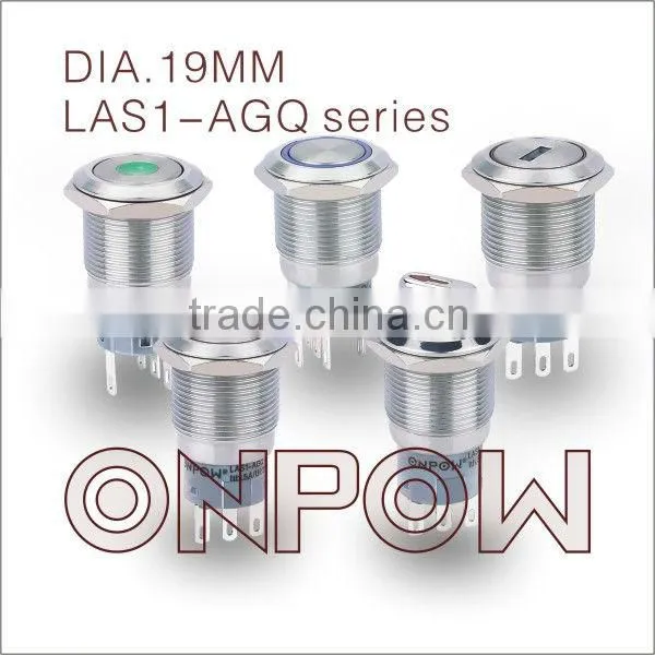 ONPOW Illuminated Push Button Switch(LAS1-AGQ Series,19mm,CE,CCC,UL,Rohs,REACH Approval,anti-vandal,stainless Steel)