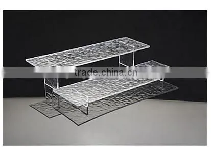 Set of 2 Acrylic Risers With Ripple Effect, 2 Different Heights - Clear photo-2