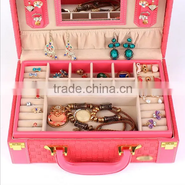 Wholesale Custom High-grade PU Leather Jewelry Box, Fashion Beautiful Makeup Box photo-3