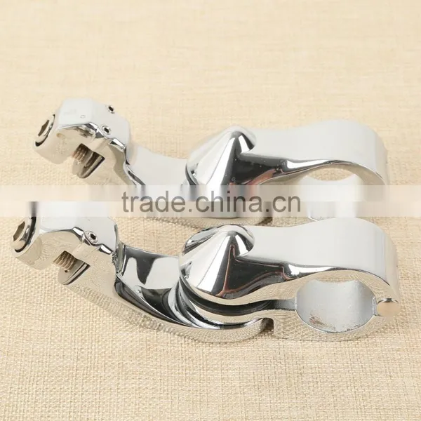 Universal 32mm 1.25" Chrome Short Angled Adjustable Highway Peg Mount Kit photo-3