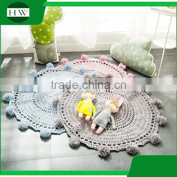 Wholesale custom soft fiber baby kids children play nursery crochet round carpet rug