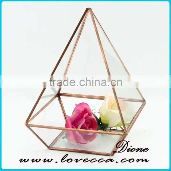 Factory Price Wedding Centerpiece Decor Terrarium Glass Geometric Copper photo-2