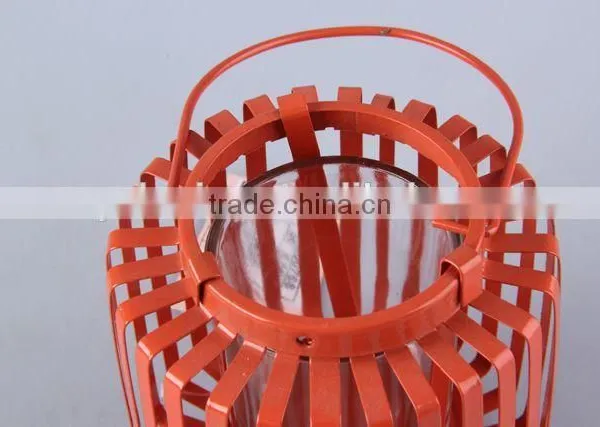 Portable Painted Iron+Glass Candle Holder/Home Decoration Candlestick photo-2