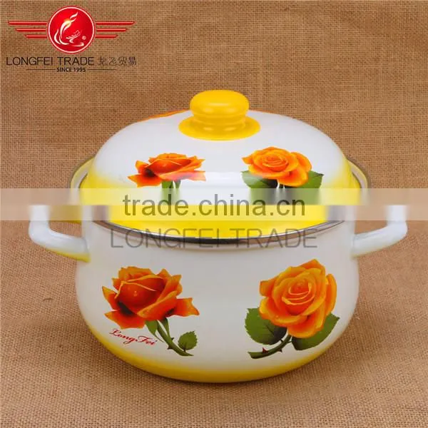 773DBL Turkey Enamel Pot 5pcs Enamel Cookware Cassrole With Flower Design photo-2