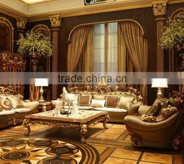 Luxurious European Designed Golden Upholstery Sofa Set, Exquisite Handmade Classic Couches for Villa BF12-05254d photo-4