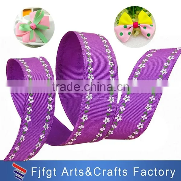 Custom New Design Printed Logo Purple Grosgrain Ribbon photo-3