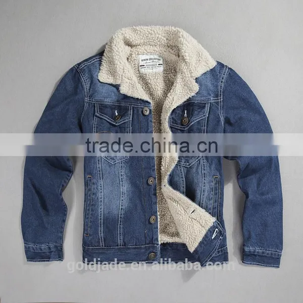 2016 Wholesale Custom Fleece Lined Denim Jacket Men Winter Jackets photo-6