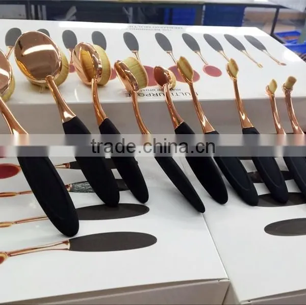 New Professional 10 Pcs Soft Oval Toothbrush Design Makeup Brush Sets Foundation Brushes Cream Contour Powder Blush Conceal photo-2
