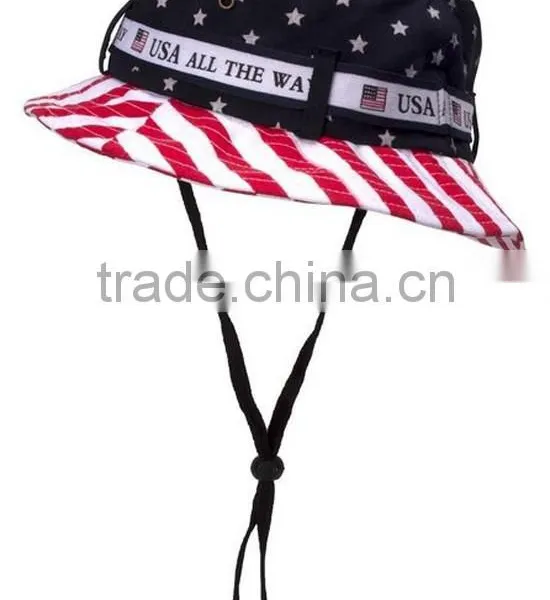 Custom Hot Sale American Flag Bucket Hat+String photo-2