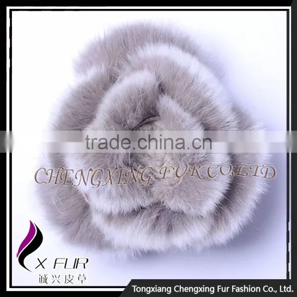 CX-A-39 Wholesale Custom Best Quality Rex Rabbit Fur Hand Made Flower Brooch Pin photo-5