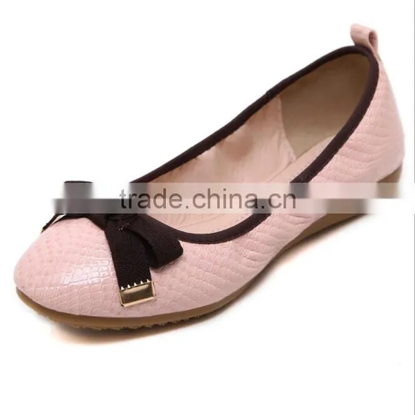 Zm50194b Flat Lady Shoes With Bowknot Wholesale Pure Color Plus Size Shoe photo-4