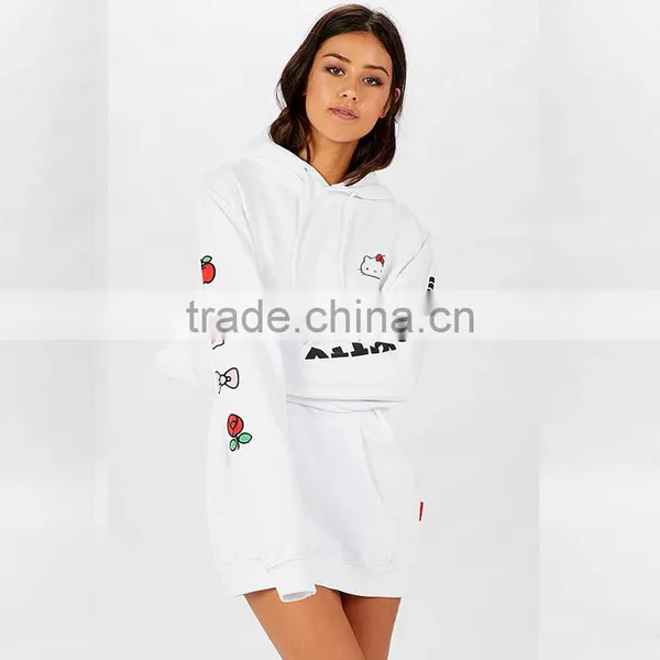 Cute off White Hoodie Custom Logo Ladies Long Sleeve Hoodie With Prints photo-5
