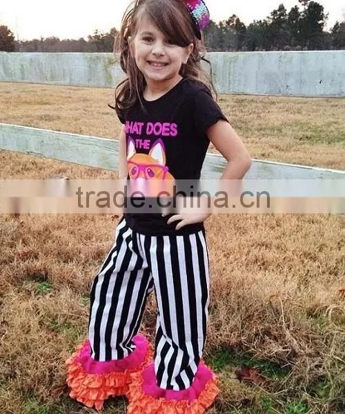 Wholesale Children's Clothes Girl Boutique Clothing Summer Outfit Baby Clothes Damask Ruffle Pants Set photo-6