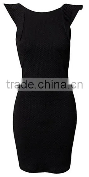 New Fashion Textured Bodycon Dress With Ruffled Backless Hollow Out For Wholesale photo-3