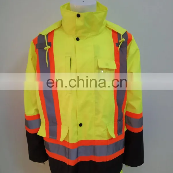 Wholesale Polyester High Visibility Fluorescent Reflective Raincoat Safety Jacket photo-2