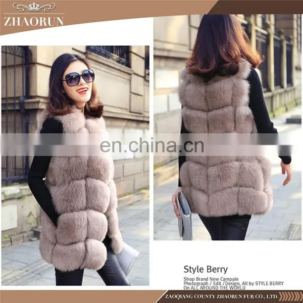 2016 Top Sell Real Whole Skin Fur Gilet Genuine Natural Fox Fur Vest Women photo-4