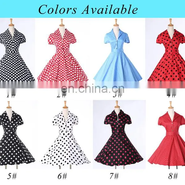 Grace Karin Girls Polka Dot Dress Cotton Cheap Short Sleeve Vintage Dress Rockabilly Dress CL6089-3# photo-6