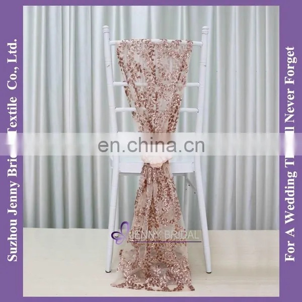 C385#20 Matte Champagne Sequin Fabric Wedding Chair Sashes Sequin Chair Cover Chair Sashes photo-6