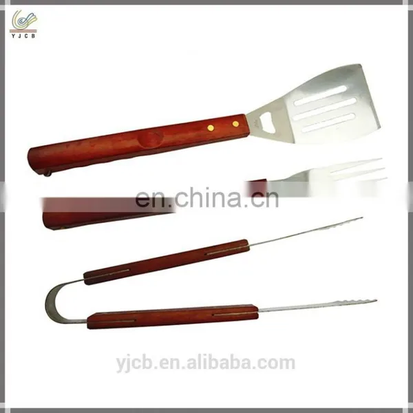 3pcs of Bbq Grills With Wooden Handle Bbq Fork Outdoor Bbq Tools Set for Family Use