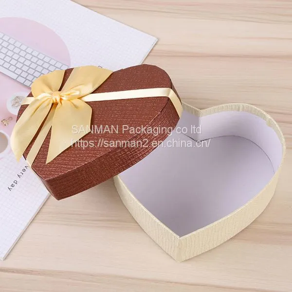 Yellow Heart Shape Paper Packaging Gift Box With Lid